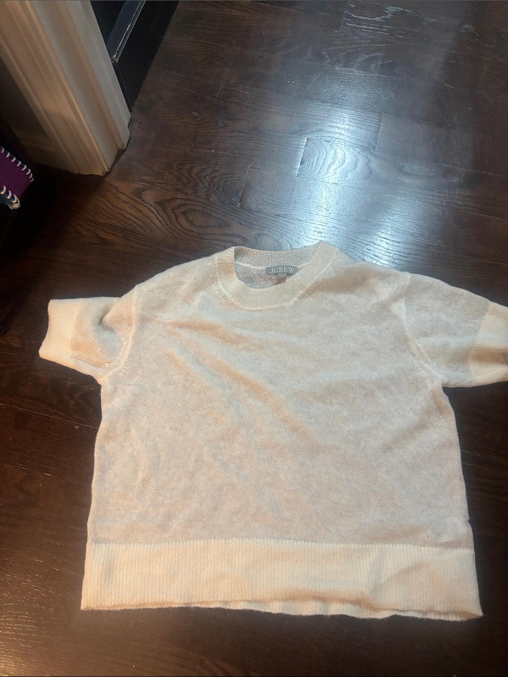 J. Crew Cream Short-Sleeve Crewneck Sweater